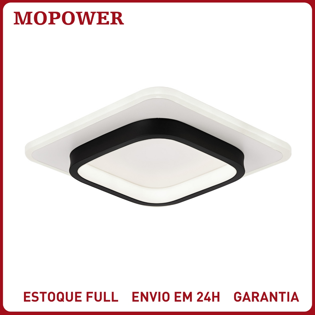 Plafon Led Sobrepor Quadrado 24W Luminária Teto Moderna 3 Cores Regulável Painel Para Sala Quarto Cozinha Bivolt