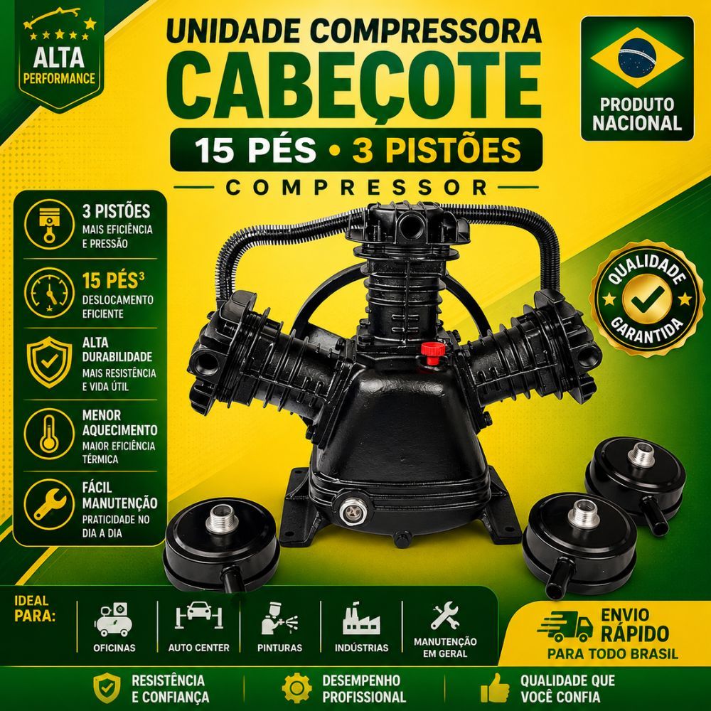 Cabeçote 15 Pés para Compressor 3cv Unidade Compressora Similar Schulz Motomil e Outros