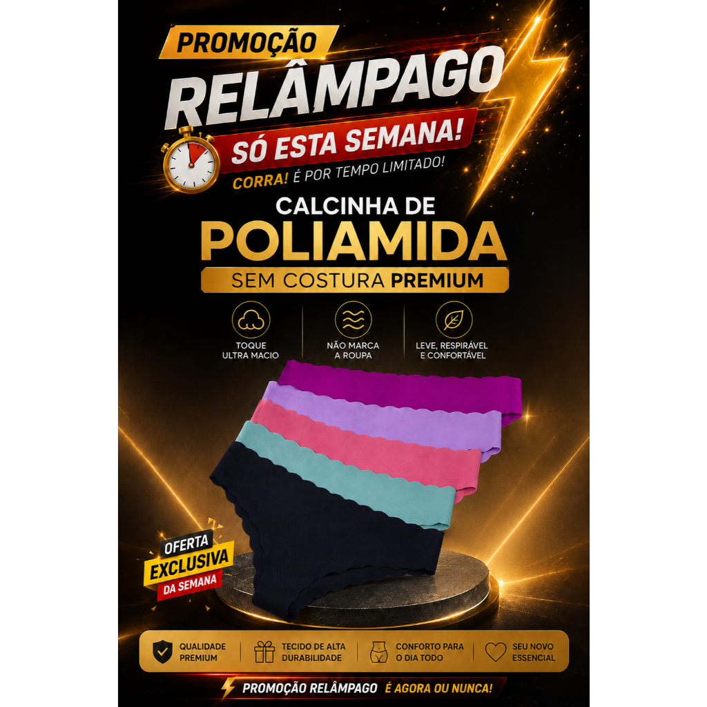 Calcinha Invisível Sem Costura Fio Dental Poliamida Premium