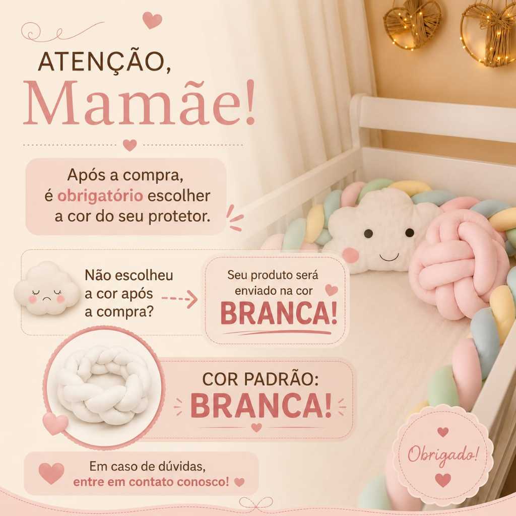 Detalhes do Protetor Trança de Berço Cama Lateral  4,80 Metros Anticolisão
