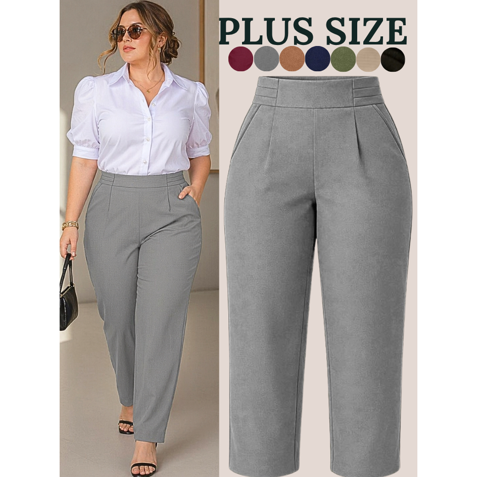 CALÇAS PLUS SIZE FEMININO SOCIAL CALÇA LINHO FEMININA ELEGANTE BASICA AJUSTAVÉL MODA FEMININAS ESTILO CASUAL EMPRESARIA