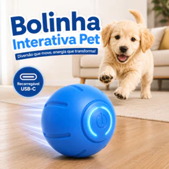 Brinquedo Bola Bolinha Interativa Pet Cachorro Gatos Cães Led Usb Recarregável Movimento Automático