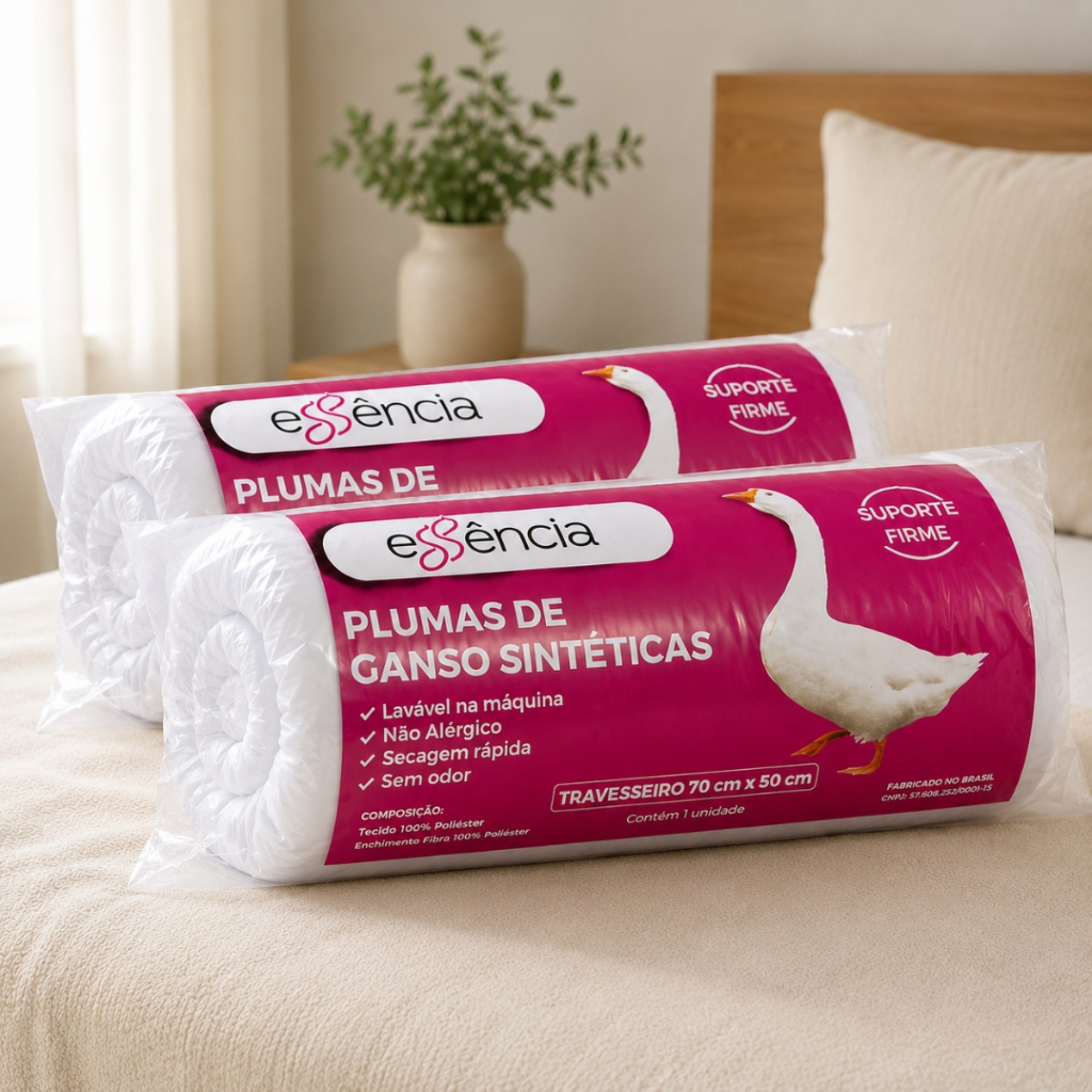 Travesseiros Premium Pluma de Ganso Hotel 70x50cm Macios Altos Luxo Antialérgicos