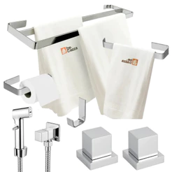 Kit Acessórios Banheiro Cromado Toalheiro Duplo Ducha Higiênica 2 Acabamento Padrão Deca 100% Metal