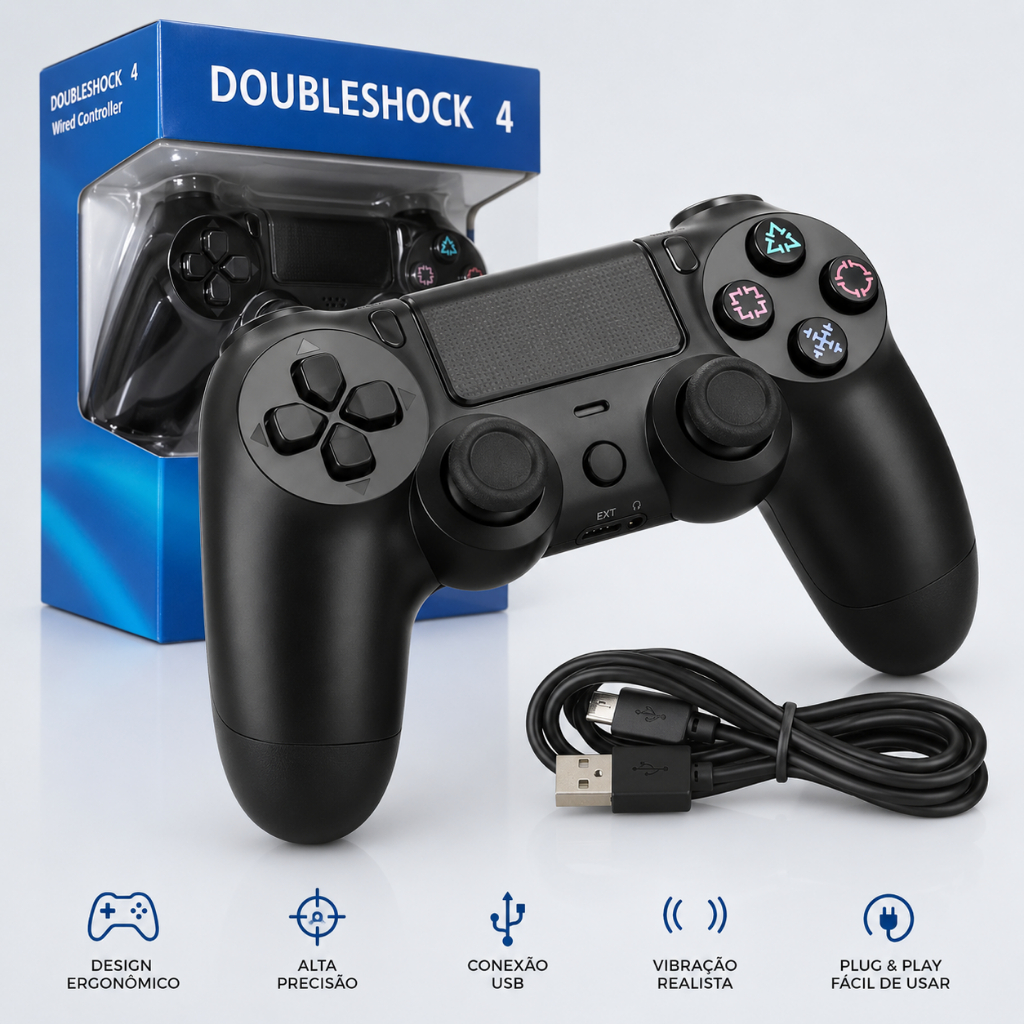 CONTROLE SEM FIO BLUETOOTH COMPATÍVEL PARA PS4 , PC, NOTEBOOK, SMART TV