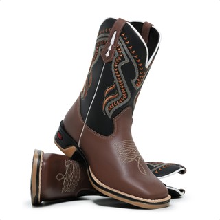 Texana Masculina Bota Sapato Country Bordado Mateira Butina Bico Quadrado Cano Medio Sola Jump Texas