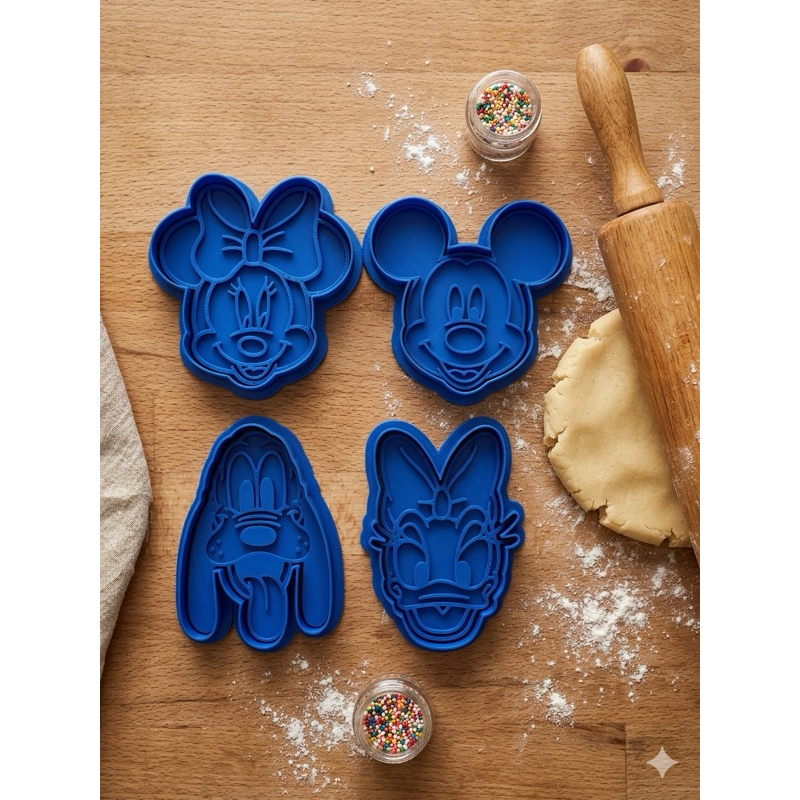 Kit Cortadores de Biscoito Mickey, Minnie,Pluto e Margarida