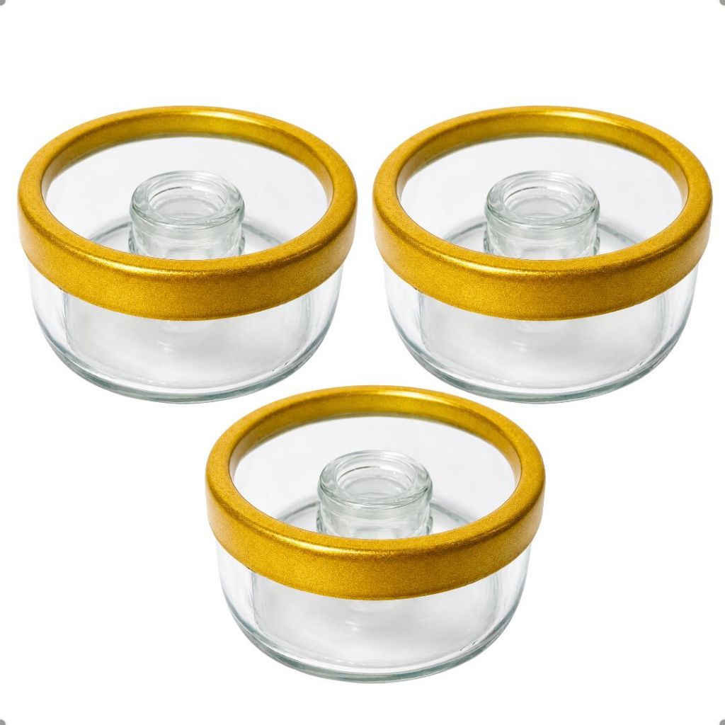 Porta Vela Castiçal de Vidro Aro Dourado seguro para vela palito Fina Oratório Escolha o Seu Kit