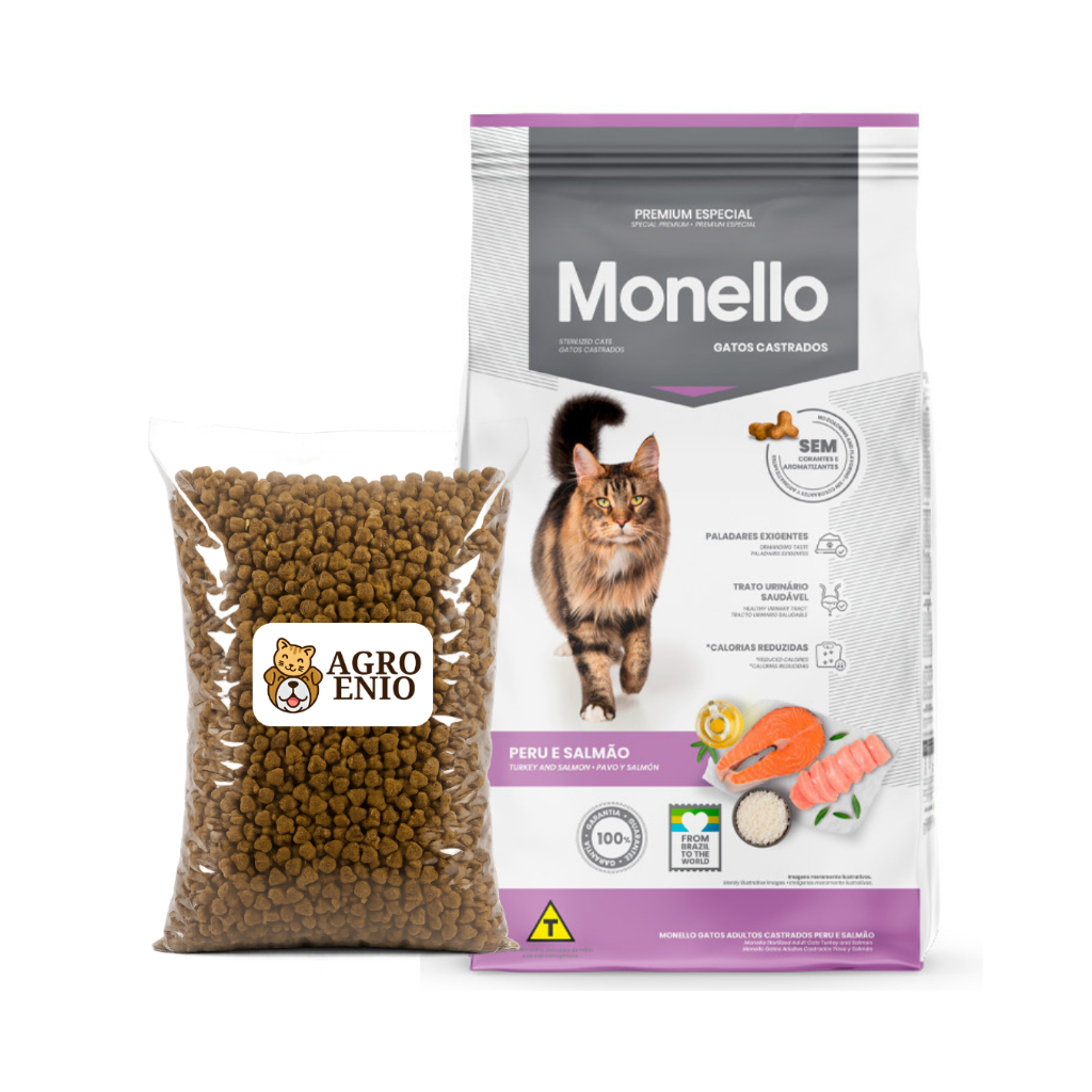 (Granel) Ração Monello para Gatos Castrados Sabor Peru e Salmão 1kg