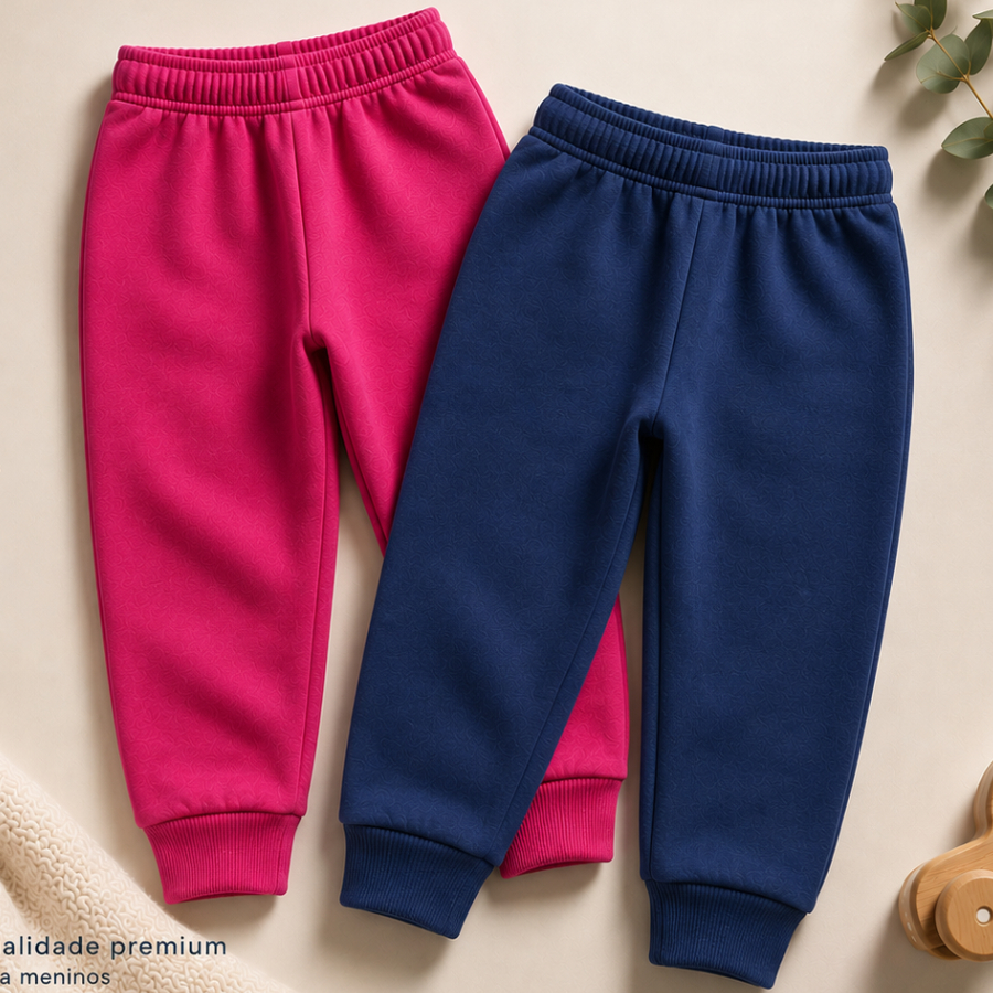 kit 2 calças de moletom infantil bebê menina 1 ao 16 inverno quentinha confortável com punho bebes