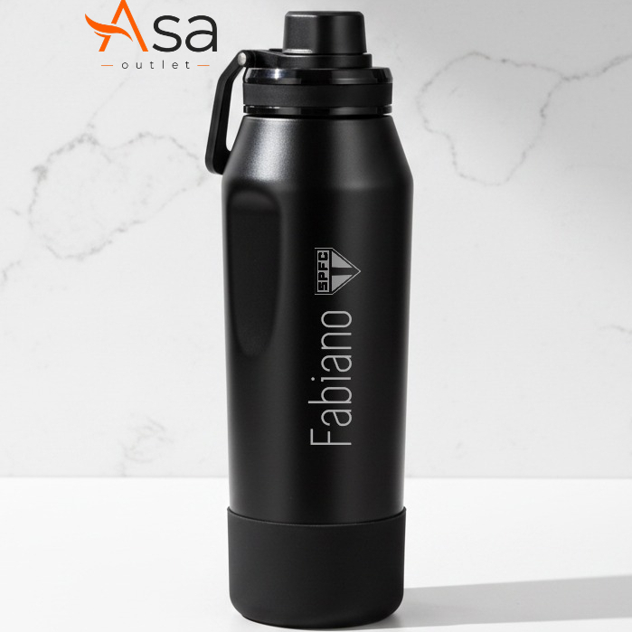 Garrafa Térmica Grande 650ml 950ml Inox Água Gelada Café Quente Capa Protetor Silicone Academia Personalizada a Laser