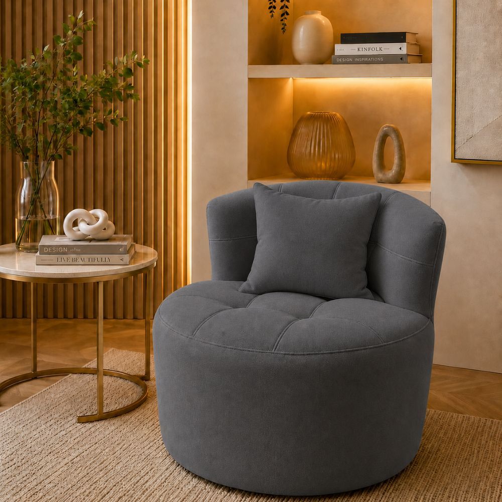 Poltrona Army Curva Sofisticada Luxo Sala Estar Quarto Camarim Exclusivo Tecido suede Cinza