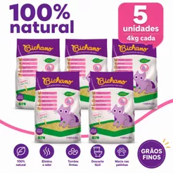Kit 05 Unidades Areia Biodegradável Bichano Para Gatos Grãos Finos 20kg Milho e Mandioca Manada
