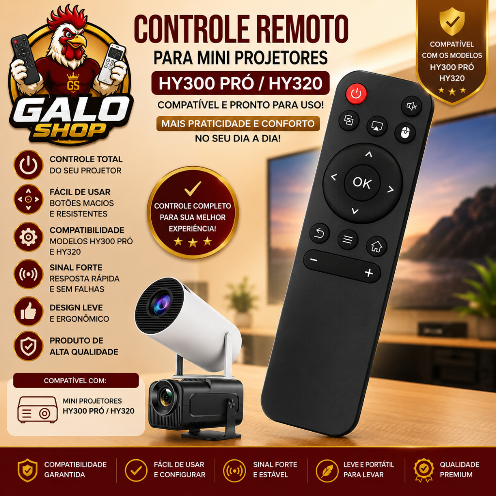 Controle Remoto Mini Projetor Portátil Hy300 Pró Hy320