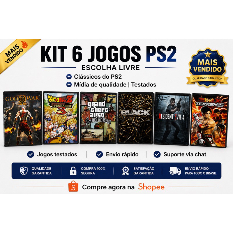 6 jogos ps2 a sua escolha informe no chat