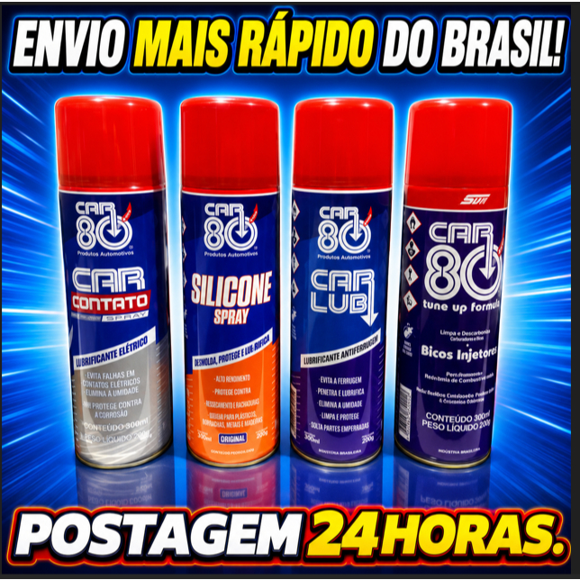 Kit Car80 Silicone Spray + Descarbonizante + Limpa Contato + Desingripante