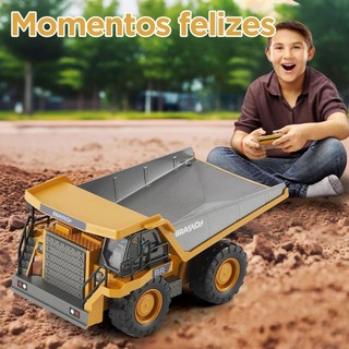 Brinquedo Caminhão Basculante RC 1:24 2.4GHz, 2 Baterias 9 Canais, Excelente Presente para Crianças