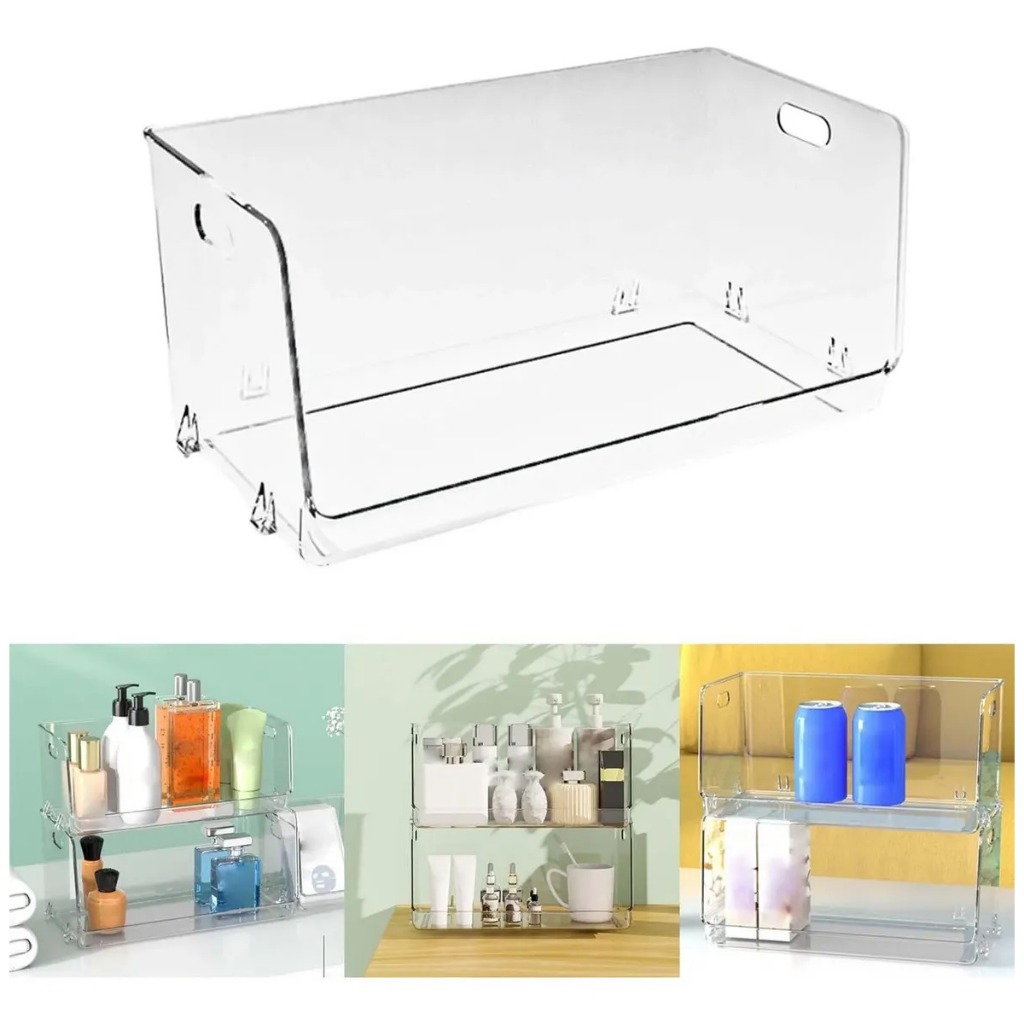 Caixa Organizadora Acrílico Empilháveis Transparente Organizador para quarto mesa banheiro geladeira dispensa