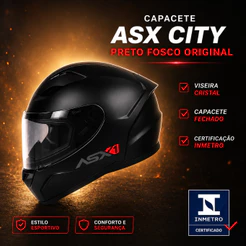 CAPACETE ASX CITY SOLID PRETO FOSCO GRAFITE ORIGINAL FECHADO MODELO ESPORTIVO INMETRO