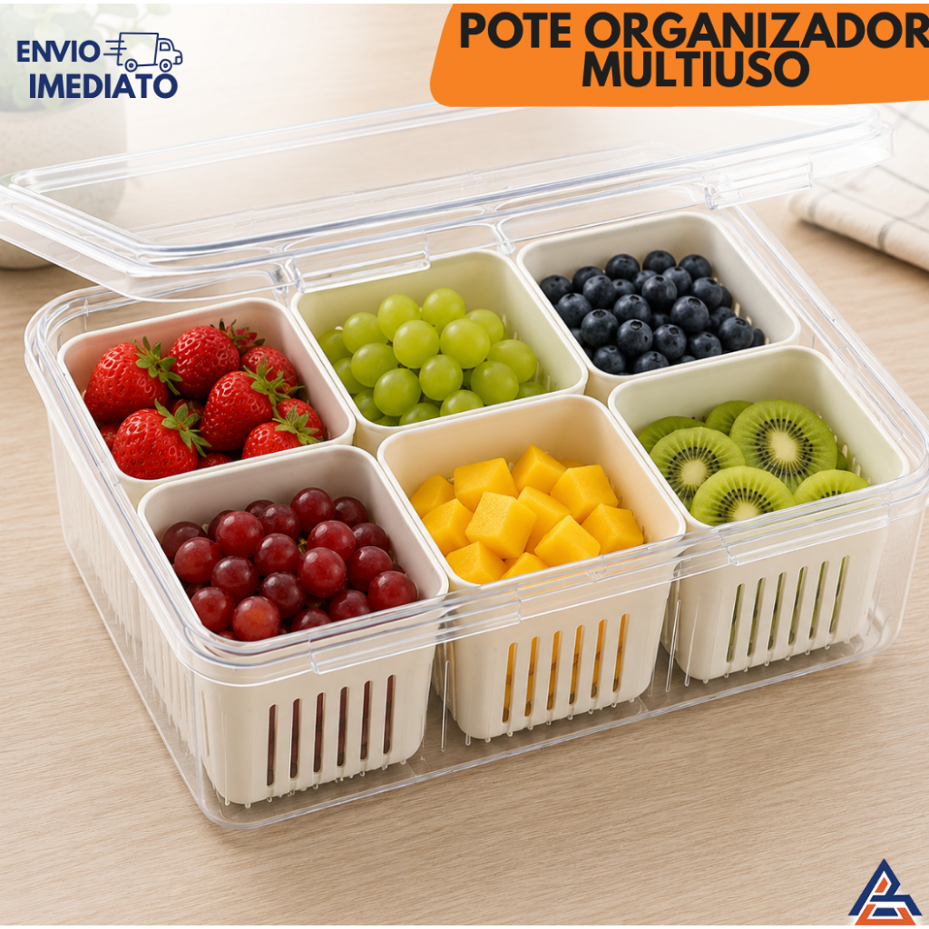 Pote Organizador de Geladeira Armario Cozinha Com Tampa  Armazenamento Vegetais Legumes Tempero