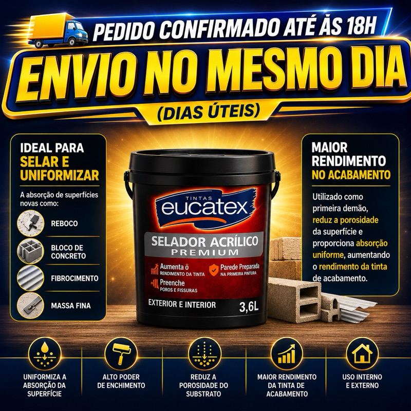 Selador Acrílico Eucatex Rendimento Extra 3,6LT alvenaria reboco fibrocimento
