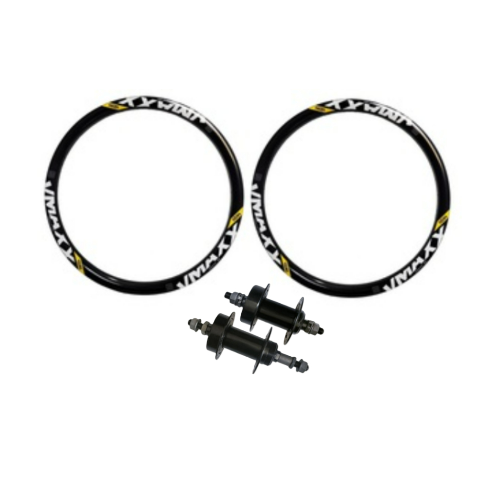 Kit Aro 26 VMAXX Preto 2 Aros + Par Cubos Rosca Porca Bike MTB