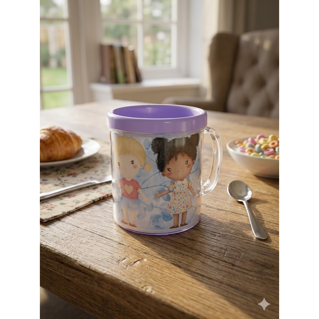 Kit Caneca Personalizada Rosca Plástico Acrílico Tema Lembrancinha Aniversário Infantil Adulto Corporativo 350ml