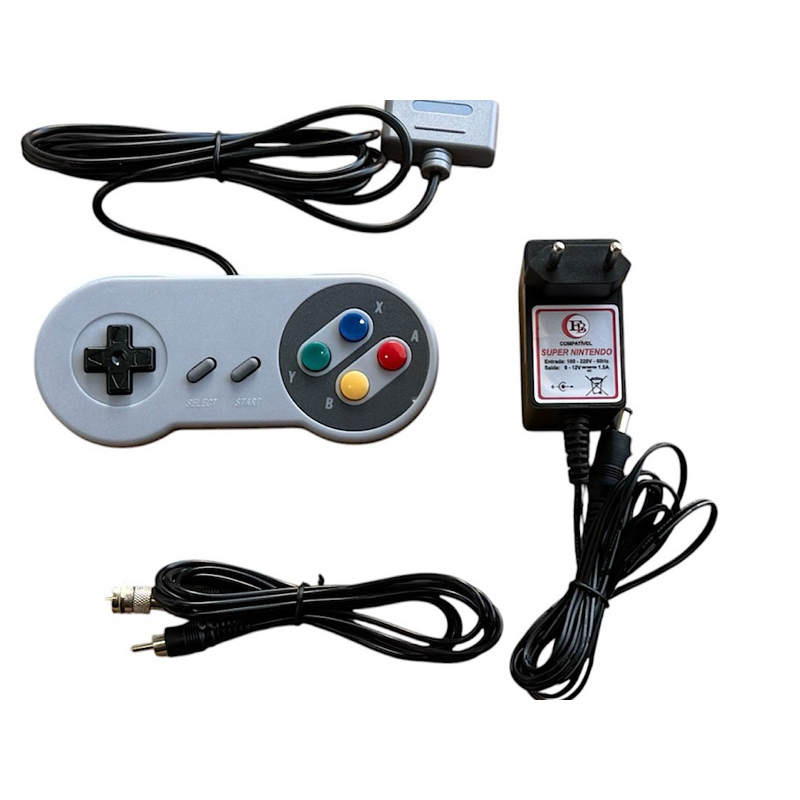 Controle + Fonte + Cabo RF Super Nintendo Baby (SNES)