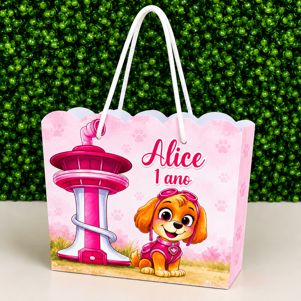 Sacolinha Personalizada Festa Skye Patrulha Canina Aniversário Infantil Lembrancinha Festa