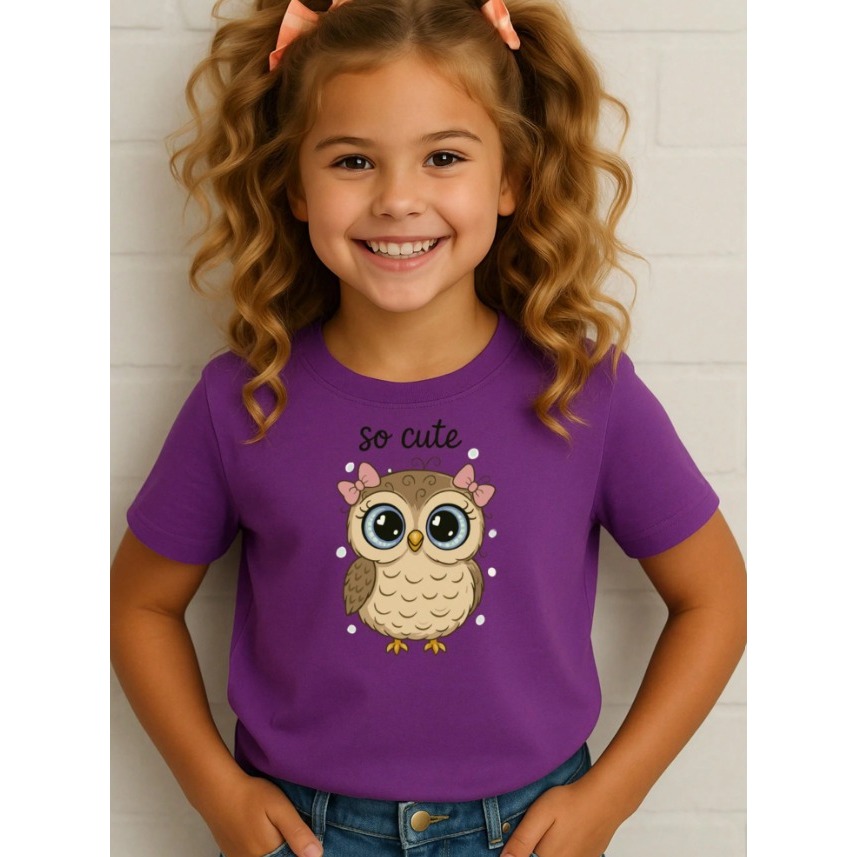 Camisetas Para Meninas Desenhos Fofos Moda Fashion Estampas Diversas Coruja CUTE Blusa Algodão