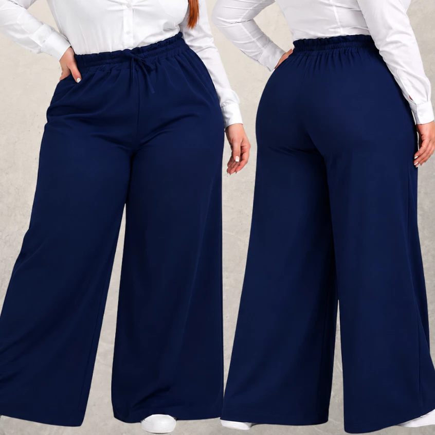Calça Premium Plus Size Calça Pantalona Plus size Cintura Alta Calça Preta Basica Calça Wide Leg Feminina Calsa Plus Siz — imagem 1