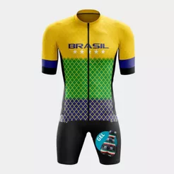 Conjunto Ciclismo Masculino Kit Camiseta Manga Curta Premium Short Gel Pro Uv Bike