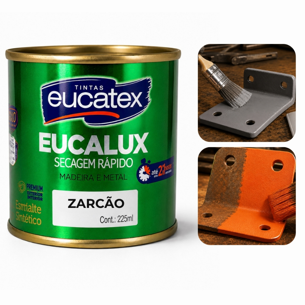 Zarcão Eucatex 225ml Fundo Protetor De Metais Cinza Laranja Ferrugem