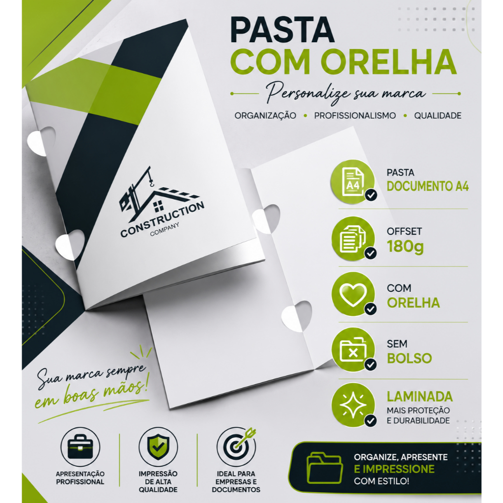 PASTA DOCUMENTO A4 COM SUA LOGO - 180G