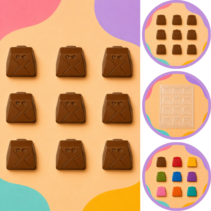 1~10 Forma Simples Bolsinha 1145 em Acetato BWB Para Bombom e Doces de Chocolate e Confeitaria Doceira Saldão (CHOCO)
