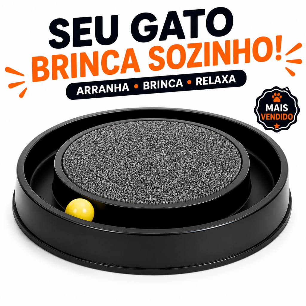 Arranhador Redondo para Gatos com Bolinha Interativa