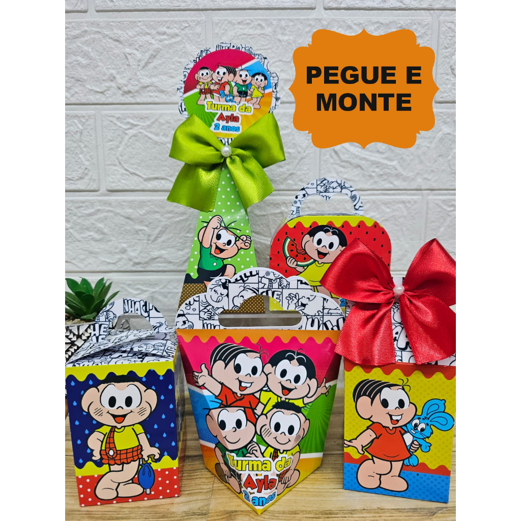 Kit Caixinhas Personalizadas TURMA DA MÔNICA (PEGUE E MONTE) Lembrancinhas Festa Infantil TURMA DA MÔNICA