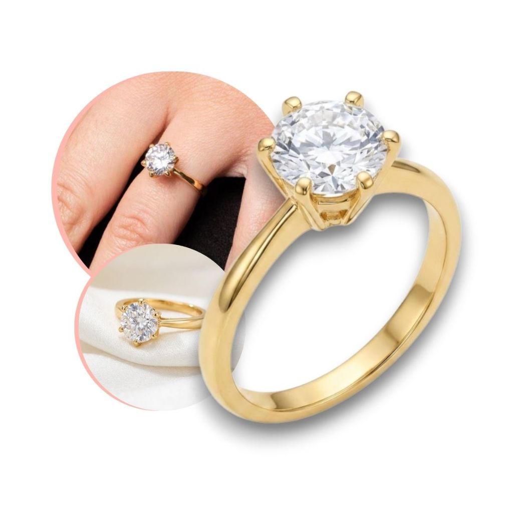 Anel Solitário Feminino Folheado em Ouro 18k Delicado Com Pedra Zircônia Presente Moderno Elegante