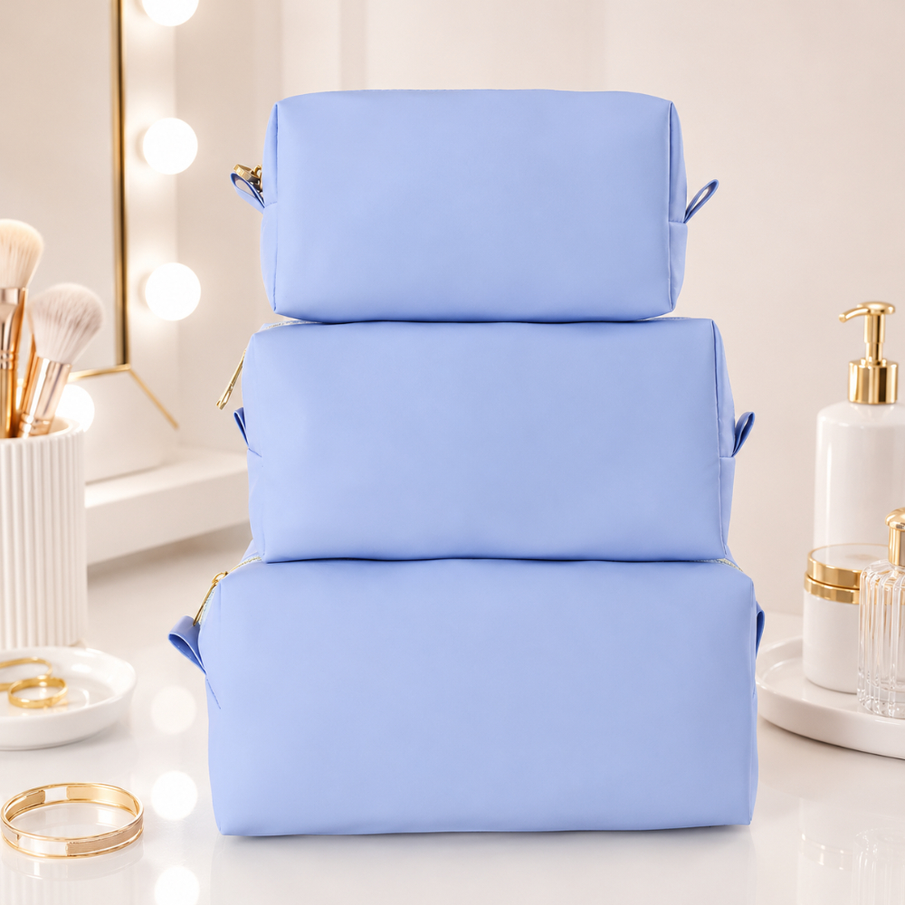 Kit Necessaire 3 Peças Feminina Luxo Organizador de Viagem Multiuso Maquiagem Cosméticos com Zíper