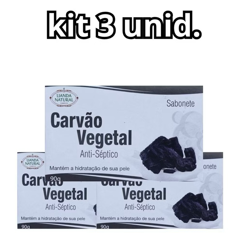 KIT 3 unid Sabonetes de Carvão Vegetal 90g - Lianda