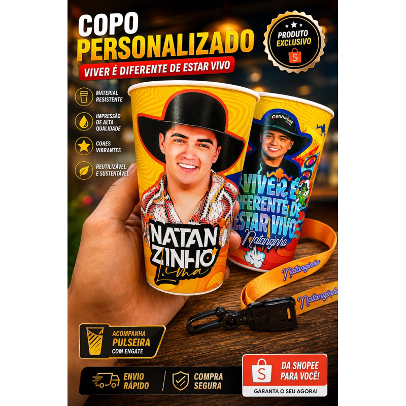 Copo Personalizado Natan Zinho Lima – 550ml  Colecionável Exclusivo