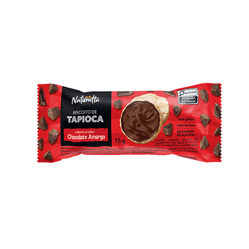 Imagem Biscoito Tapioca Chocolate Zero Açúcar Naturatta 15 g - Vegano