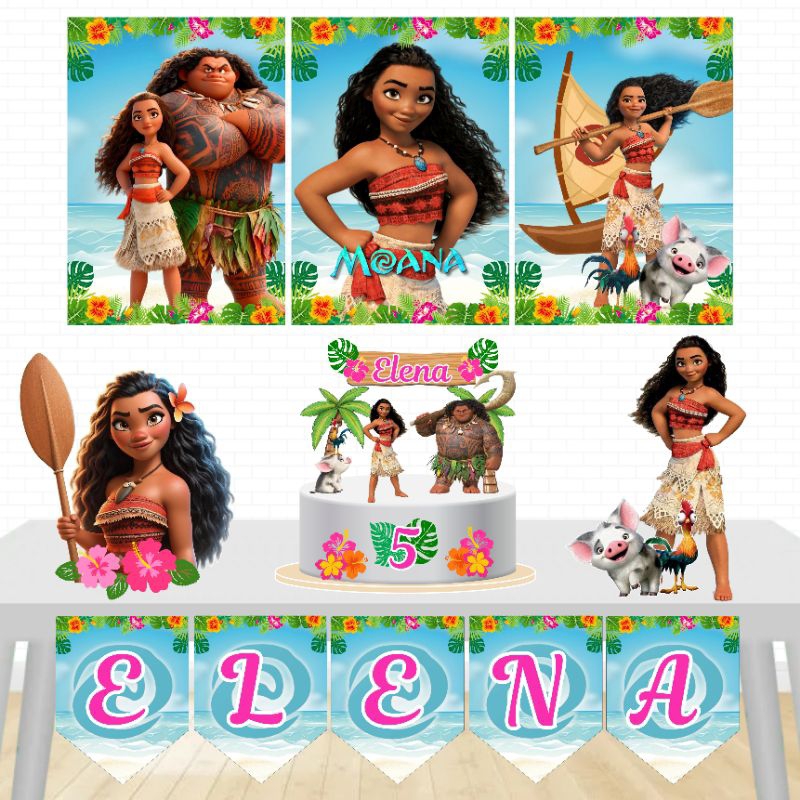 Kit Festa Só um Bolinho-Moana- Decoração Aniversário/Mesversario infantil menina-Kit completo Personalizado Moana