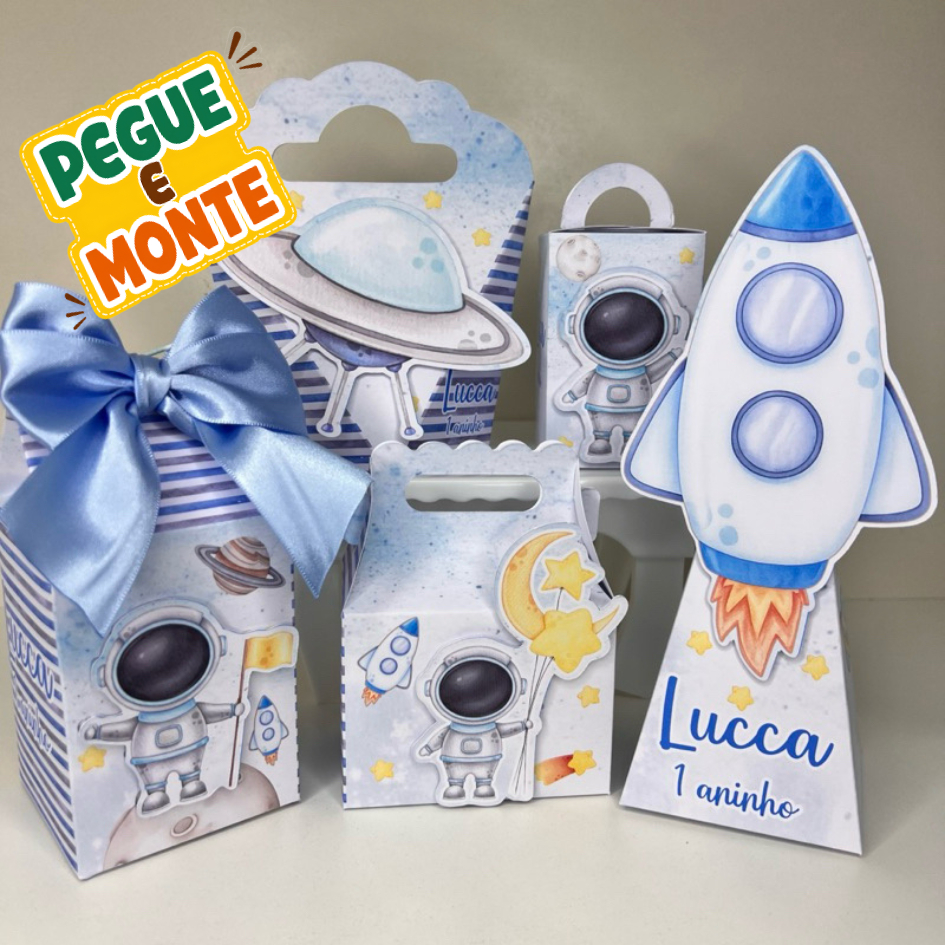 Kit Personalizado ASTRONAUTA com Laços e apliques - Lembrancinhas aniversário