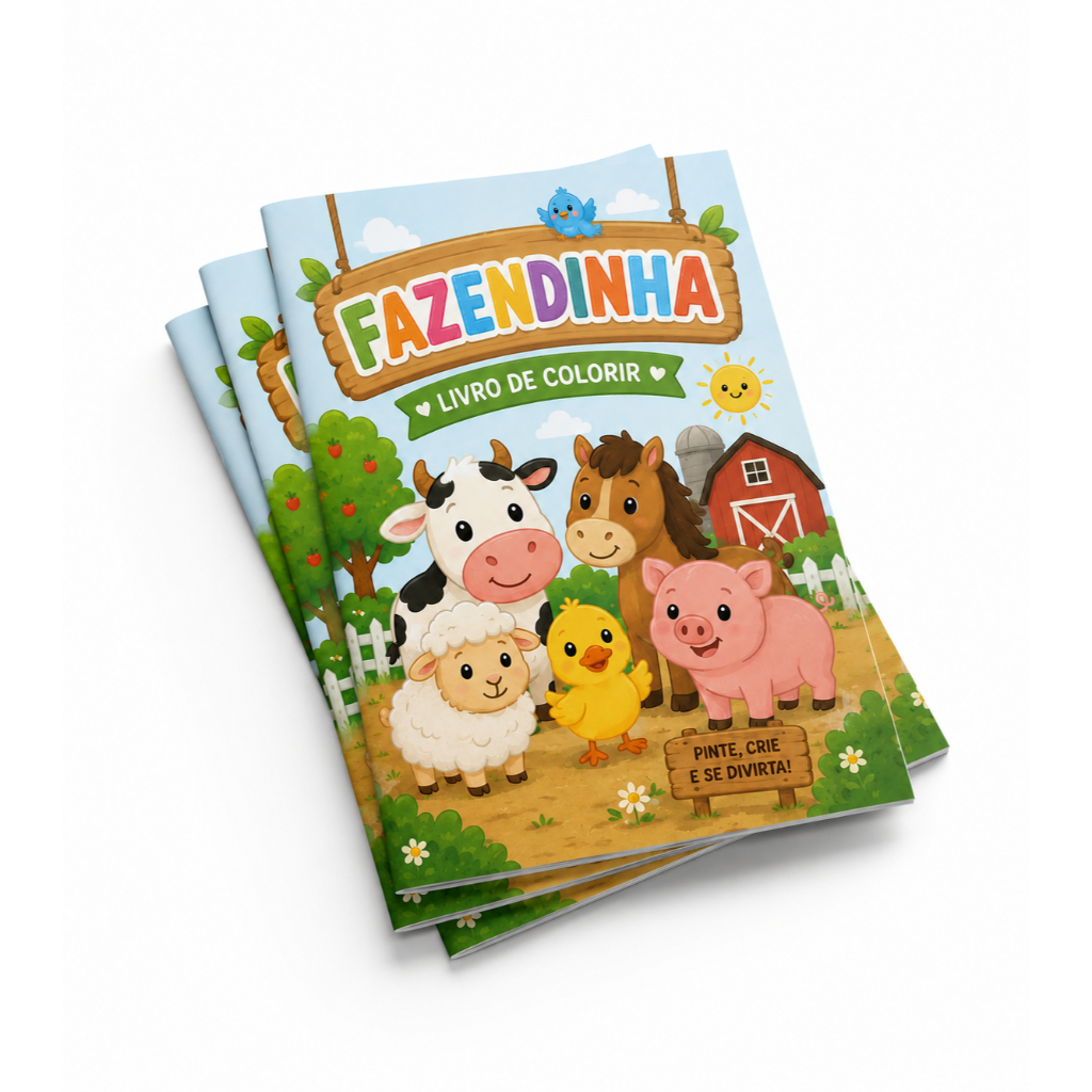 Kit 10-50 Un Livrinho Revistinha de Colorir Fazendinha Personalizado com nome  | Lembrancinha Aniversário Infantil