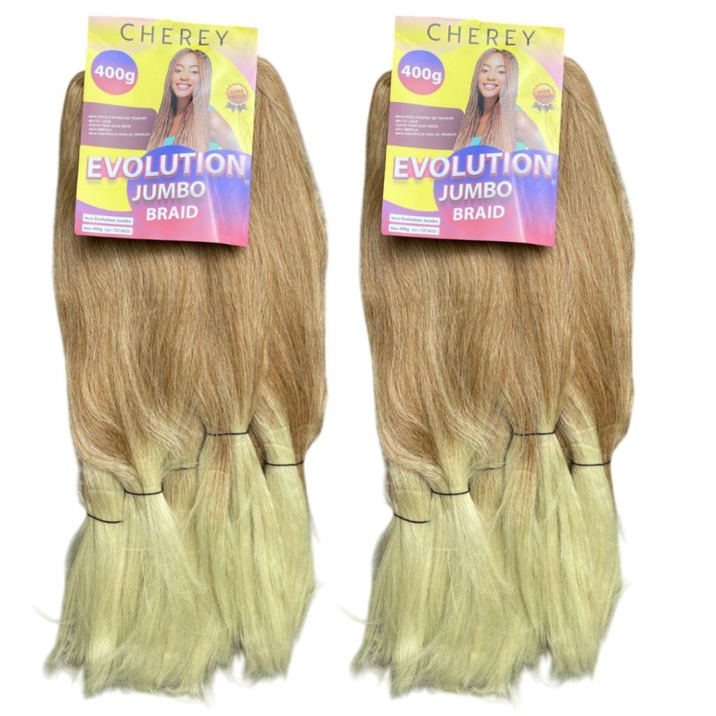 Kit 2 Cabelo Jumbo Cor T27/613 Mel Claro C/Loiro Jumbão  X 400 gramas - Jumbo para Trança