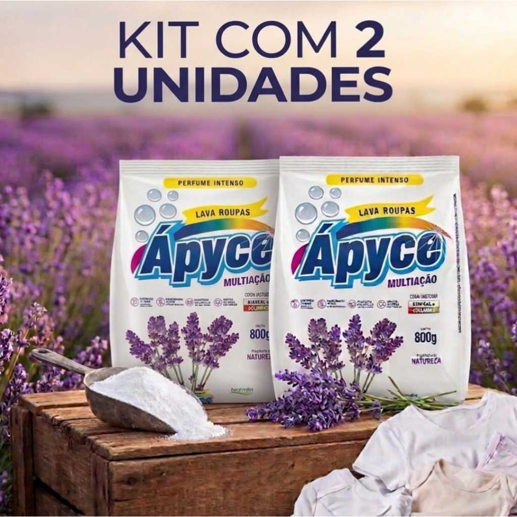kIT 2 Unid. Lava Roupas Sabão em Pó Apyce 800gr