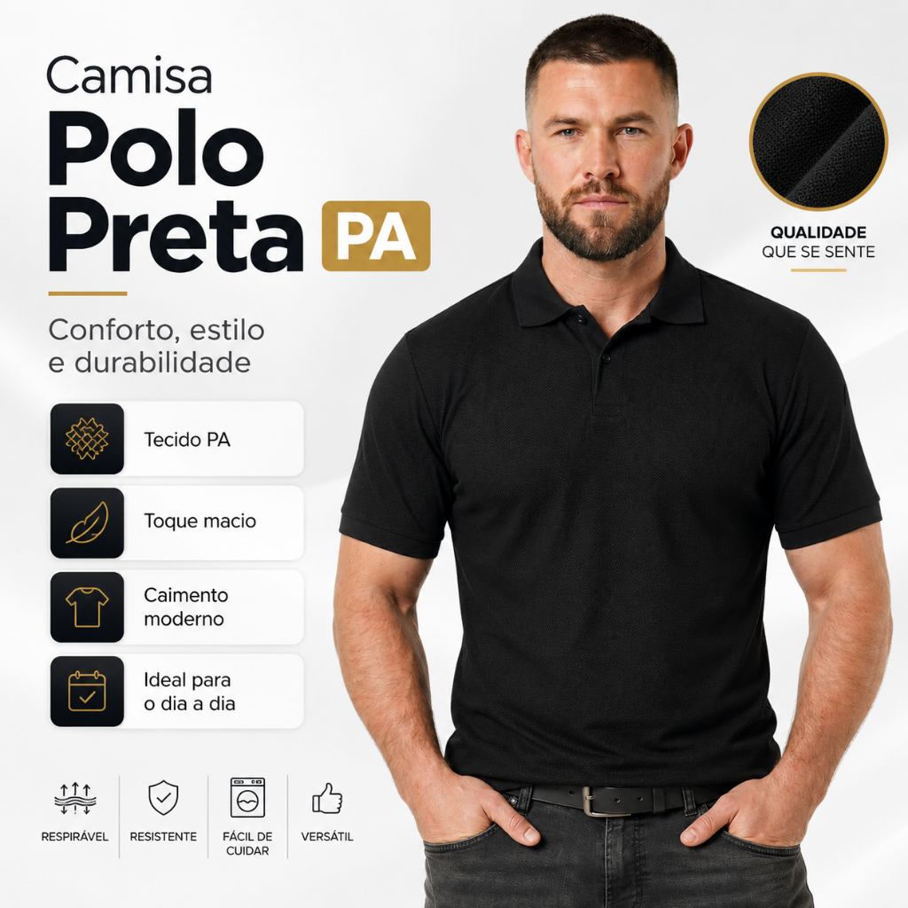 Camisa Polo  Masculina Premium Piquet  Algodão  para uso Dia a Dia