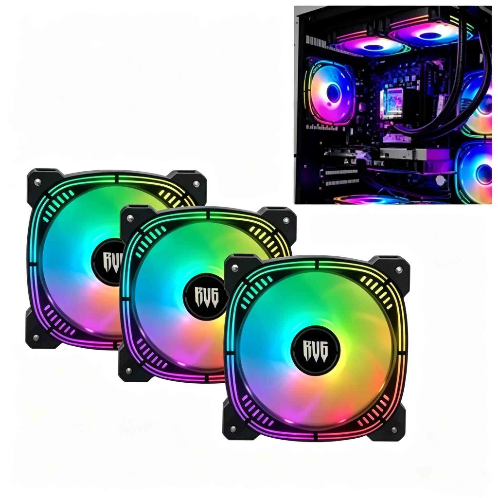 Cooler Fan LED Rainbow Gamer G-VR336 Fan RGB CPU 12V, 1500 RPM, Suporte Intel/AMD, 3-Pin