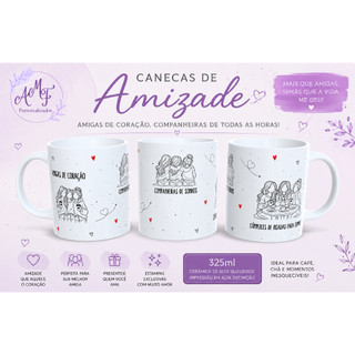 Caneca de Amizade 325ml | Presente para Melhor Amiga | Caneca Personalizada | Presente Criativo | Amiga